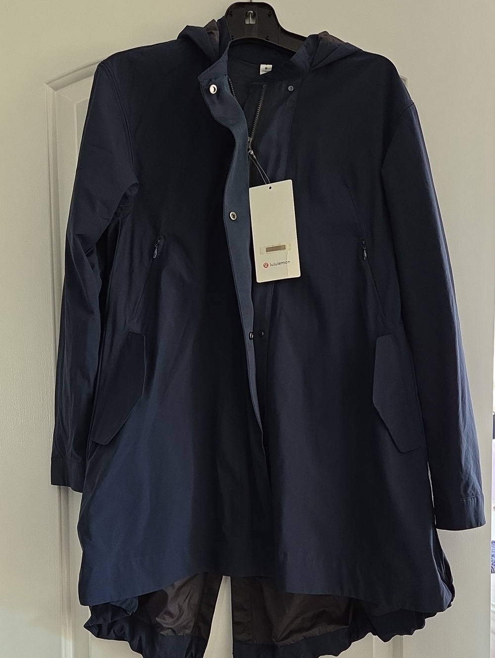 NWT Lululemon Swing Trench Navy Blue Hooded Raincoat Jacket